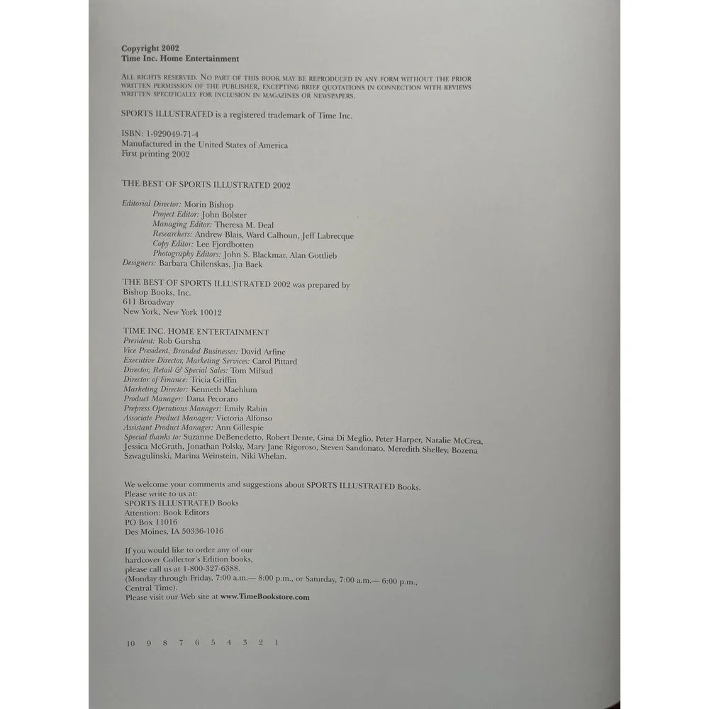 Best of Sports Illustrated 2001-2002‎ Season Hardcover Time Inc.